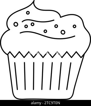 Cette page de coloriage pour les enfants, intitulée Cupcake for Holiday, encourage la créativité des enfants grâce au livre de coloriage créatif avec des illustrations vectorielles Illustration de Vecteur