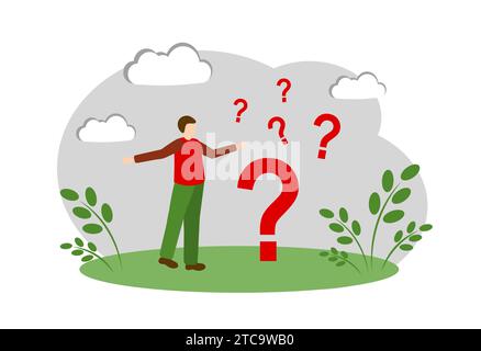 Un homme pose des questions. Illustration de Vecteur
