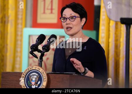 Washington, États-Unis. 11 décembre 2023. Rabbi Angela Buchdahl parle lors d'une réception Hanoukka à la Maison Blanche à Washington DC, le lundi 11 décembre 2023. Photo de piscine par Jacquelyn Martin/UPI crédit : UPI/Alamy Live News Banque D'Images