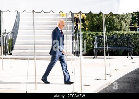 Washington, États-Unis. 11 décembre 2023. Le président Joe Biden quitte la Maison Blanche pour Philadelphie, Pennsylvanie. Crédit : SOPA Images Limited/Alamy Live News Banque D'Images