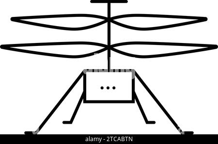 illustration vectorielle d'icône de ligne de planète d'hélicoptère mars Illustration de Vecteur