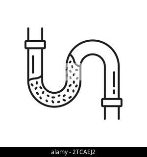 Icône d'entretien de plomberie avec tuyau de vidange fin obstrué. Piège à tuyau d'eau bloqué par vecteur de l'évier de cuisine ou de salle de bain, de l'égout de toilette ou de l'égout. Symbole relatif au nettoyage de la vidange ou à l'débouchage de la plomberie Illustration de Vecteur