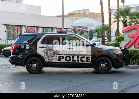 Une voiture de police de Las Vegas est montrée. Las Vegas, Nevada, États-Unis Banque D'Images