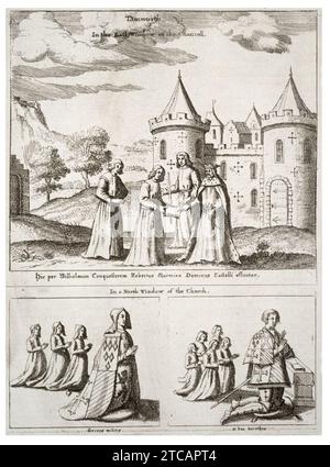 Venceslas Hollar - armoiries héraldiques dans l'église de Tamworth. Banque D'Images