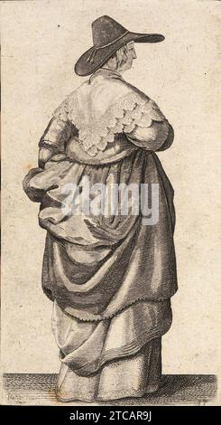 Venceslas Hollar - Dame avec chapeau à large bord (État 2). Banque D'Images