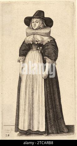 Wenceslas Hollar - Dame avec chapeau à large bord et ruff (État 1). Banque D'Images