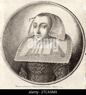 Wenceslas Hollar - Femme avec un col rigide à motifs. Banque D'Images