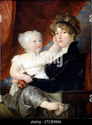 À l'Ouest, Benjamin - Mme Benjamin West II avec son fils Benjamin West III Banque D'Images