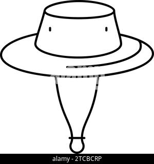 illustration vectorielle d'icône de ligne de casquette de chapeau de cricket Illustration de Vecteur