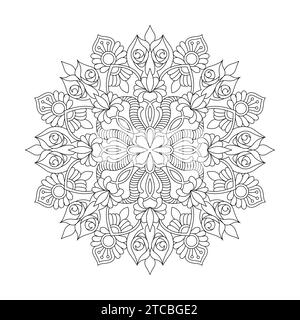 Page de livre de coloriage Mandala Soothing spirals pour l'intérieur du livre KDP. Pétales paisibles, capacité à se détendre, expériences cérébrales, Haven harmonieux, po paisible Illustration de Vecteur