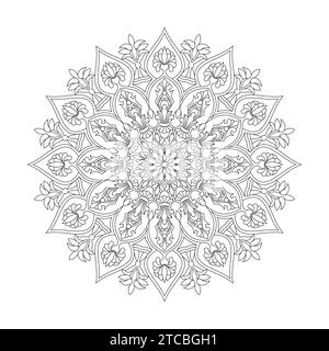 Page de livre de coloriage de mandala d'harmonie cosmique adulte pour l'intérieur de livre de KDP. Pétales paisibles, capacité à se détendre, expériences cérébrales, Haven harmonieux, paisible Illustration de Vecteur