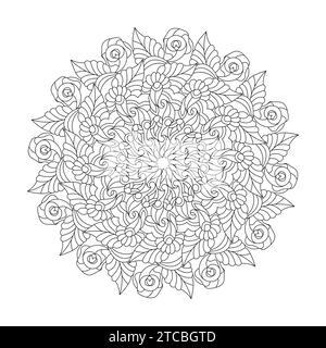 Page de livre de coloriage de mandala de kaléidoscope adulte âmes pour l'intérieur de livre de KDP. Pétales paisibles, capacité à se détendre, expériences cérébrales, Haven harmonieux, pois Illustration de Vecteur