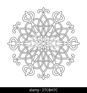 Page de livre de coloriage pour adultes Celtic Tranquil Whirls mandala pour l'intérieur du livre KDP. Pétales pacifiques, capacité de se détendre, expériences cérébrales, Haven harmonieux, Illustration de Vecteur