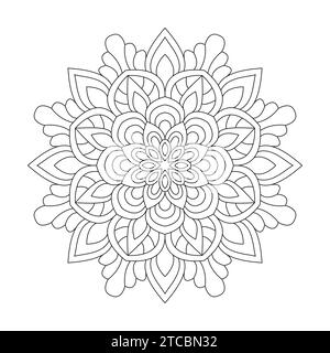 Starry Night Adult Mandala page de livre de coloriage pour l'intérieur du livre KDP. Pétales paisibles, capacité à se détendre, expériences cérébrales, Haven harmonieux, paisible Illustration de Vecteur