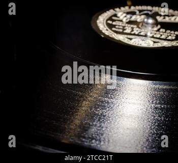 Texture d'un disque vinyle pour un gros plan de gramophone Banque D'Images