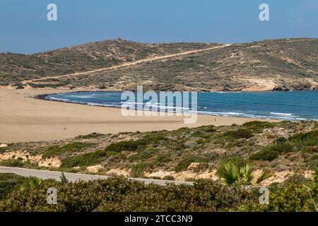 Vue panoramique à peninsula Prasonisi au côté sud de l'île de Rhodes, Grèce Banque D'Images