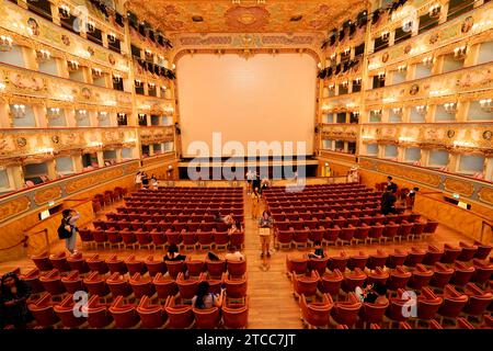 Auditorium, salle de l'opéra Teatro la Fenice, Venise, Vénétie, Mer Adriatique, Italie du Nord, Italie Banque D'Images