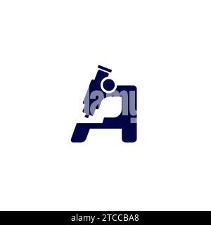 Logo lettre A du microscope. Icône microscope. Lettre A. Illustration de Vecteur