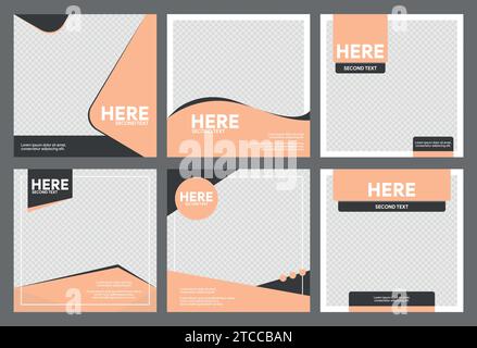 Peach Fuzz couleur minimaliste carré de médias sociaux post sur fond transparent Illustration de Vecteur