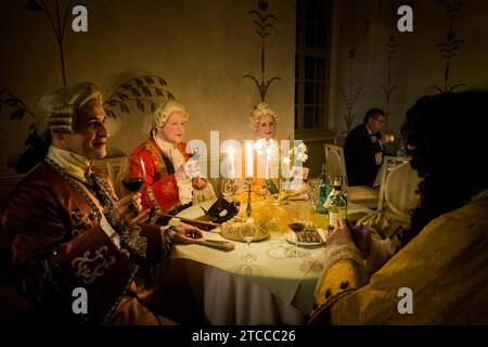 Bal masqué au Palais baroque de Rammenau, Palais de Rammenau à Rammenau près de Bischofswerda dans le quartier de Bautzen est l'un des plus beaux Banque D'Images