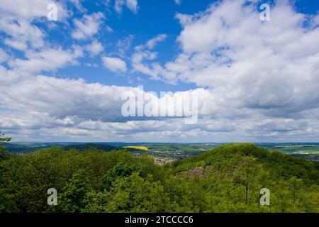 Le château de Wartburg est un château de Thuringe, situé au-dessus de la ville d'Eisenach à l'extrémité nord-ouest de la forêt de Thuringe à 411 mètres au-dessus Banque D'Images