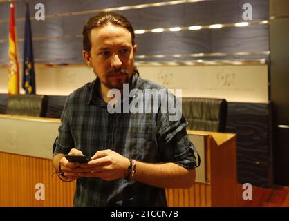 Madrid, 09/22/2016. Déclarations de Pablo Iglesias au Congrès des députés. Photo : Jaime García ARCHDC. Crédit : Album / Archivo ABC / Jaime García Banque D'Images