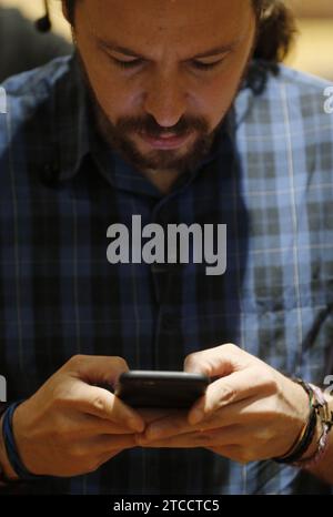 Madrid, 09/22/2016. Déclarations de Pablo Iglesias au Congrès des députés. Photo : Jaime García ARCHDC. Crédit : Album / Archivo ABC / Jaime García Banque D'Images