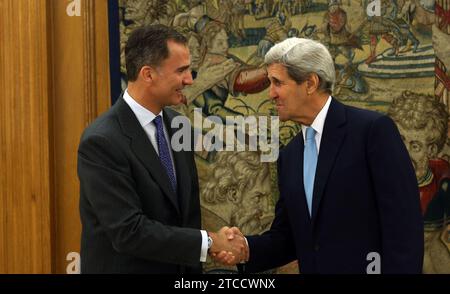 El Pardo (Madrid), 10/19/2015. Audience de SM le Roi Felipe VI avec le Secrétaire d'Etat des Etats-Unis John Kerry. Photo : Ernesto Acute Archdc. Crédit : Album / Archivo ABC / Ernesto Agudo Banque D'Images