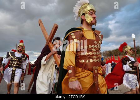 Fresno el Viejo (Valladolid), 03/29/2018. Youth Living via Crucis célébrera la 32e représentation dans laquelle ses jeunes interprètent « The Way to the Cross ». Photo : Heras. ARCHDC. Crédit : Album / Archivo ABC / Francisco Javier de Las Heras Banque D'Images