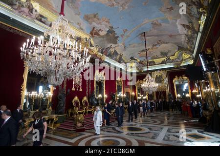 Madrid, 10/12/2015. Réception officielle offerte au Palais Royal par les rois Felipe VI et Doña Letizia, à l'occasion de la fête nationale. Photo : Ángel de Antonio ARCHDC. Crédit : Album / Archivo ABC / Ángel de Antonio Banque D'Images