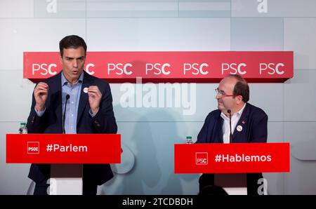 Barcelone, 09/10/2017. Conférence de presse de Pedro Sánchez et Miquel Iceta au siège du PSC à Barcelone. Photo : Ignacio Gil Archdc. Crédit : Album / Archivo ABC / Ignacio Gil Banque D'Images