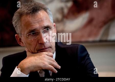 Madrid, 07/03/2018. Entretien avec le secrétaire général de l’OTAN, Jens Stoltenberg, à Moncloa. Photo : de San Bernardo Archdc. Crédit : Album / Archivo ABC / Eduardo San Bernardo Banque D'Images