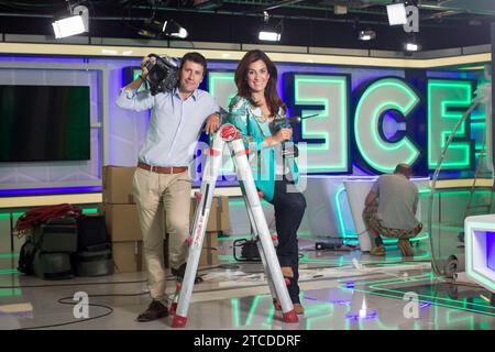 Madrid, 08/05/2018. Entretien avec Jose Luis Perez et Ana Samboal qui présentent un nouveau programme Trece TV. Photo : Isabel Permuy ARCHDC. Crédit : Album / Archivo ABC / Isabel B. Permuy Banque D'Images