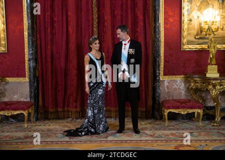 Madrid, 11/06/2017. Les rois d'Espagne, Felipe VI et Doña Letizia, donnent un dîner de gala au président d'Israël Reuven Rivlin et à son épouse, Nechama. Photo : Ángel de Antonio. ARCHDC. Crédit : Album / Archivo ABC / Ángel de Antonio Banque D'Images