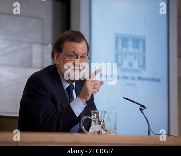 Madrid, 08/25/2017. Conférence de presse de Mariano Rajoy après le Conseil des ministres. Photo : Ignacio Gil ARCHDC. Crédit : Album / Archivo ABC / Ignacio Gil Banque D'Images