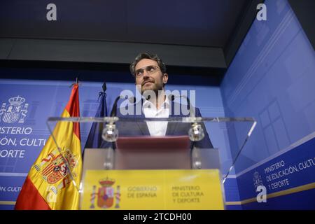 Madrid, 06/06/2018. Maxim Huerta démissionne de son poste de ministre de la Culture et des Sports. Photo : Maya Balanya ARCHDC. Crédit : Album / Archivo ABC / Maya Balanya Banque D'Images