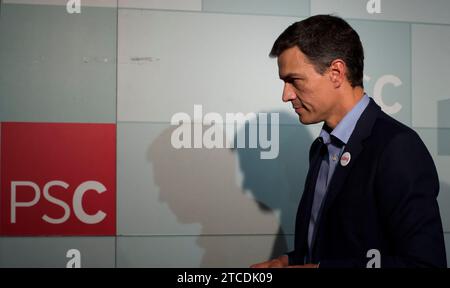 Barcelone, 09/10/2017. Conférence de presse de Pedro Sánchez et Miquel Iceta au siège du PSC à Barcelone. Photo : Ignacio Gil Archdc. Crédit : Album / Archivo ABC / Ignacio Gil Banque D'Images