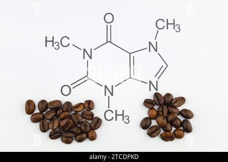 formule structurelle pour le café avec des grains de café Banque D'Images