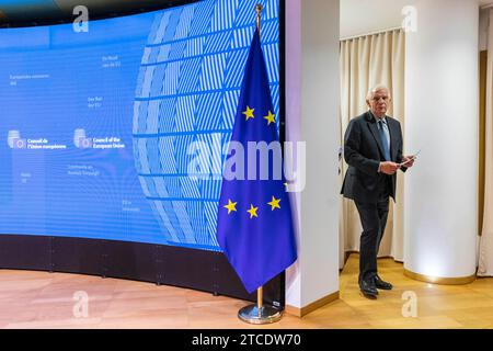 Bruxelles, Belgique. 11 décembre 2023. © Nicolas Landemard/le Pictorium/MAXPPP - Bruxelles 11/12/2023 le Chef de la diplomatie européenne Josep Borrell durant sa Conference de presse a l'issue du conseil des affaires etrangeres européennes dans la capitale belge. Crédit : MAXPPP/Alamy Live News Banque D'Images