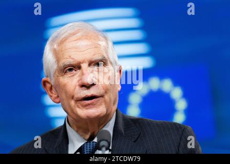 Bruxelles, Belgique. 11 décembre 2023. © Nicolas Landemard/le Pictorium/MAXPPP - Bruxelles 11/12/2023 le Chef de la diplomatie européenne Josep Borrell durant sa Conference de presse a l'issue du conseil des affaires etrangeres européennes dans la capitale belge. Crédit : MAXPPP/Alamy Live News Banque D'Images