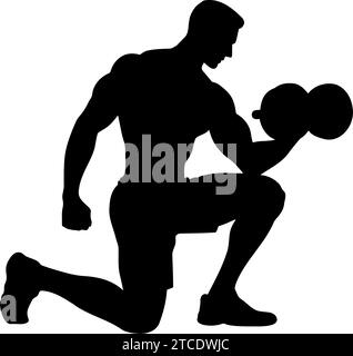 Silhouette de bodybuilder soulevant un haltère. Illustration vectorielle Illustration de Vecteur