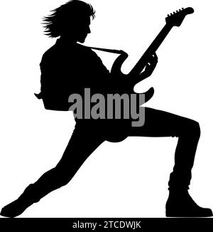 Silhouette d'un homme jouant de la guitare rock. illustration vectorielle Illustration de Vecteur