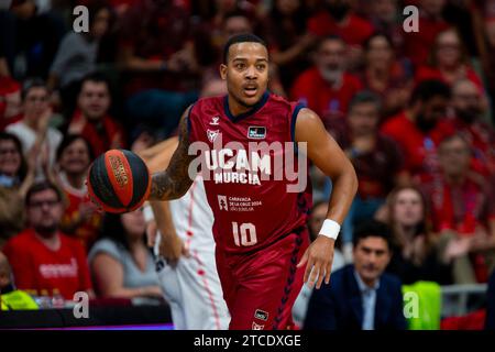 TROY CAUPAIN joueur de base américain de l'UCAM Murcia CB pendant le match, UCAM Murcia CB vs VALENCIA basket, ACB, Endesa Basketball League, First basket D. Banque D'Images