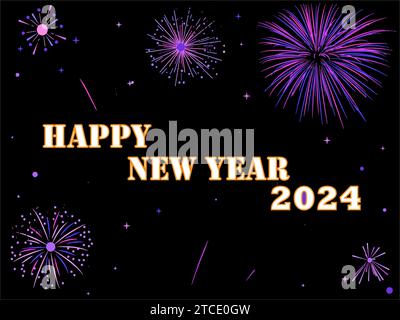 Bonne année 2024 numéros luxueux, conception d'illustration vectorielle Premium pour arrière-plan, affiches, bannières, calendrier et salutations Illustration de Vecteur