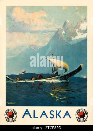 ALASKA - Northern Pacific Railway (1924). Affiche de voyage américaine. Sydney Laurence Artwork Banque D'Images