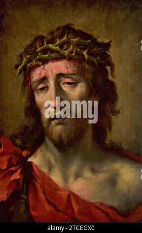 ECCE Homo par Serafino Lodovico Barozzi 1735-1810, Salerne, Musée des Beaux-Arts, Italie, Italien. ECCE Homo - phrase latine, voici l'homme, paroles de Ponce Pilate, quand il présenta Jésus, couronné d'épines, à la foule devant lui, crucifixion, couronne, couronné, Banque D'Images