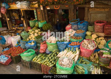 Népal, Bhaktapur, marché, légumes, nourriture, Banque D'Images