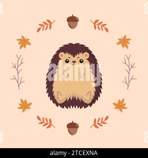 Isolé mignon hérisson automne animal vecteur Illustration de Vecteur