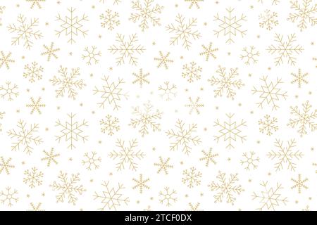 Hiver doré, noël, réveillon du nouvel an motif sans couture de flocon de neige - illustration vectorielle Illustration de Vecteur