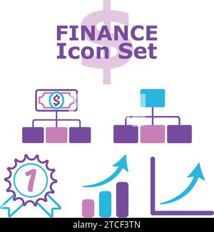 Icônes financières colorées définir Vector Illustration de Vecteur